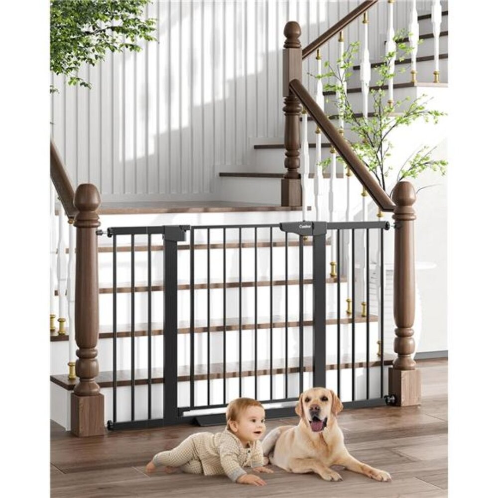 29.7"-51.5" Baby Gate Extra Wide, Safety Dog Gate for Stairs Easy Walk Thru